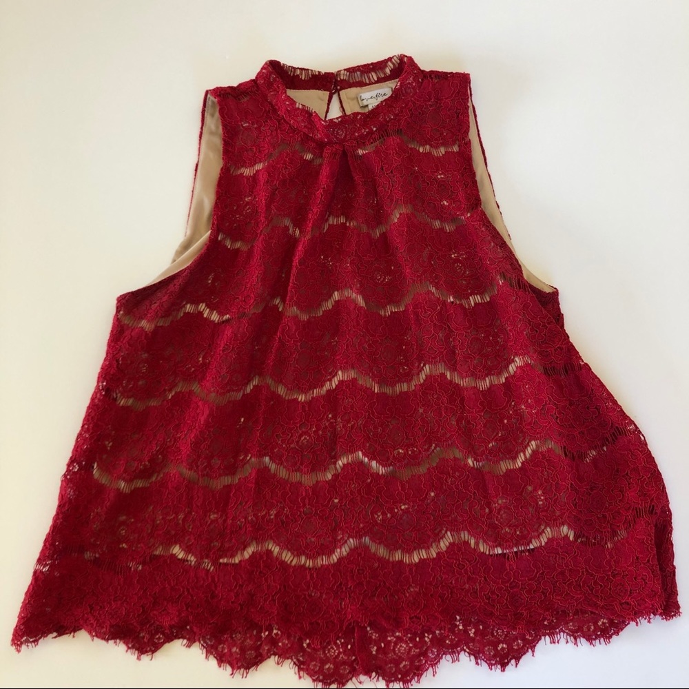 Love Fire red lace sleeveless top LG